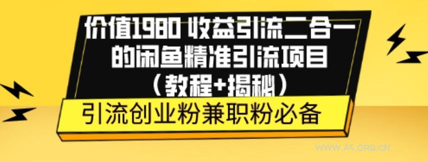 价值1980收益引流二合一的闲鱼精准引流项目（教程+揭秘）-351资源网