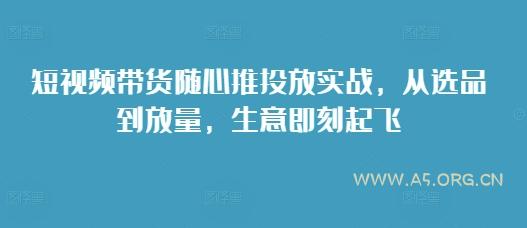 短视频带货随心推投放实战，从选品到放量，生意即刻起飞-351资源网