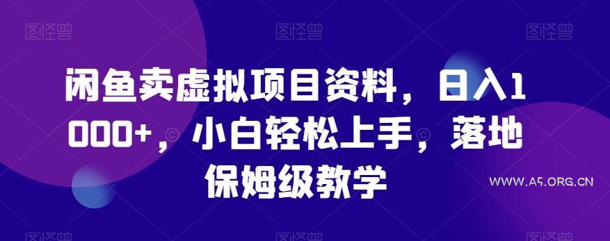 闲鱼卖虚拟项目资料，日入1000+，小白轻松上手，落地保姆级教学-351资源网