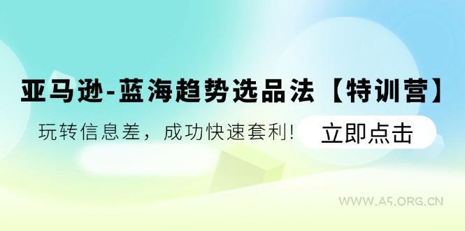 亚马逊-蓝海趋势选品法【特训营】：玩转信息差，成功快速套利!-351资源网
