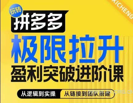 拼多多极限拉升盈利突破进阶课，​从算法到玩法，从玩法到团队搭建，体系化系统性帮助商家实现利润提升-351资源网