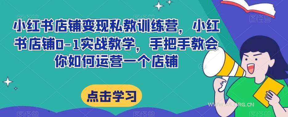 小红书店铺变现私教训练营，小红书店铺0-1实战教学，手把手教会你如何运营一个店铺-351资源网