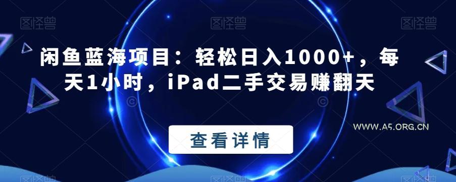 闲鱼蓝海项目：轻松日入1000+，每天1小时，iPad二手交易赚翻天-351资源网