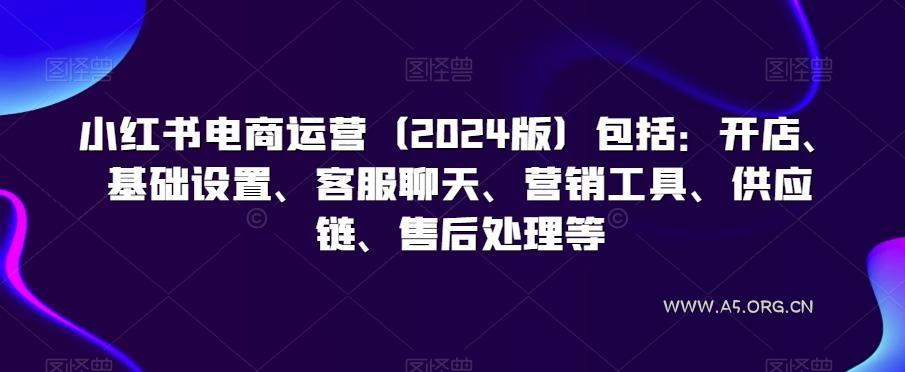 小红书电商运营(2024版)包括:开店、基础设置、客服聊天、营销工具、供应链、售后处理等-351资源网