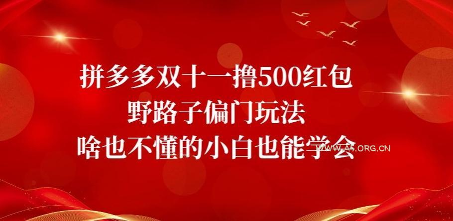 拼多多双十一撸500红包野路子偏门玩法，啥也不懂的小白也能学会【揭秘】-351资源网