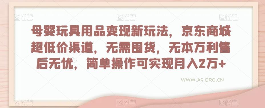 母婴玩具用品变现新玩法，京东商城超低价渠道，简单操作可实现月入2万+【揭秘】-351资源网