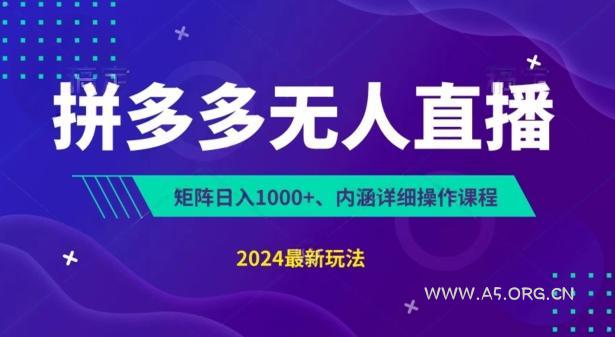 拼多多无人直播不封号，0投入，3天必起，无脑挂机，日入1k+【揭秘】-351资源网